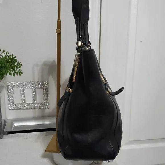 ANYA HINDMARCH "Black Leather Handbag Gold Decoration Unique